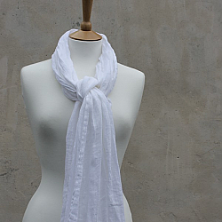 Linen Scarf in 100% Pure White Linen
