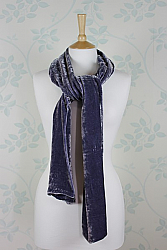 Silk Velvet Scarf in Bilberry