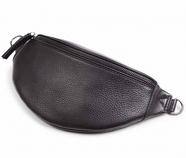 Black Grained Leather Bum Bag (add guitar strap)