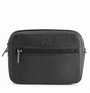 Grained Black Leather Compact Bag (add guitar strap)