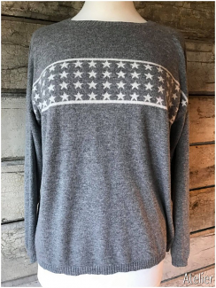 Pale Grey Multi Star Sweater in Cashmere Merino