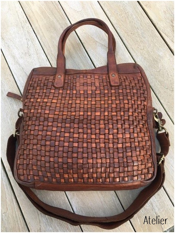 Leather Woven Tote Bag with long detachable handles. Versatile bag to ...