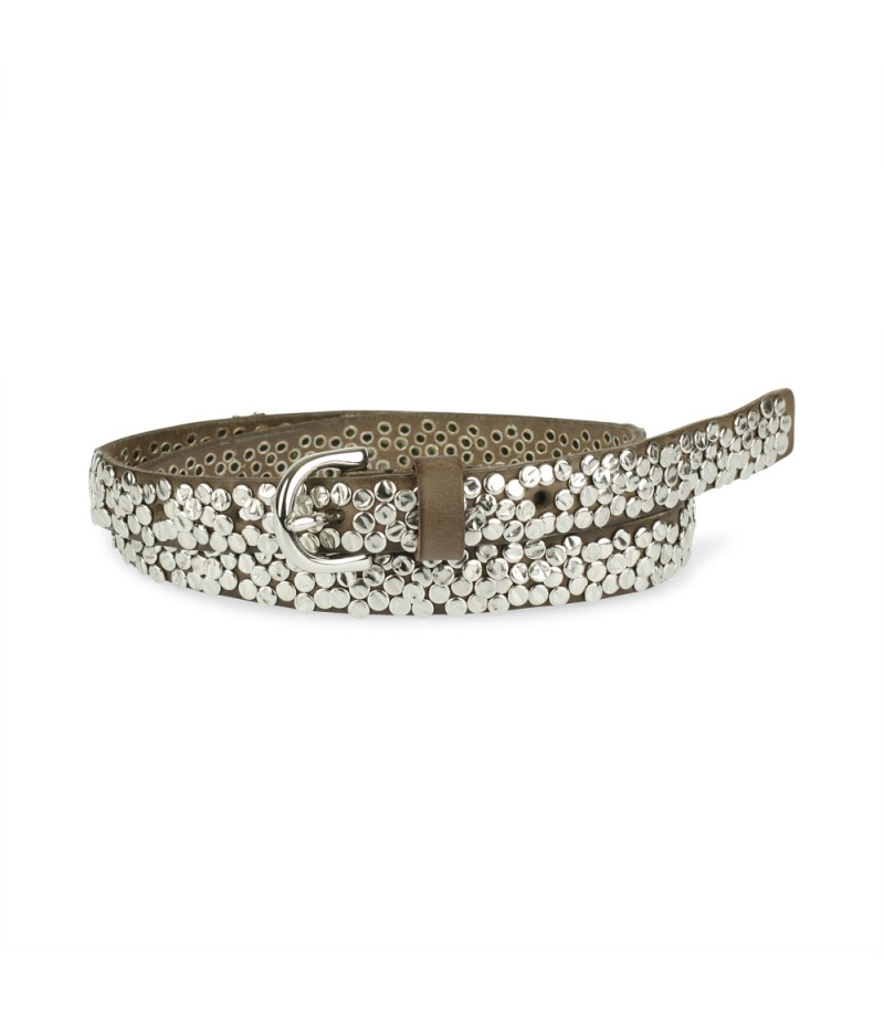 Silver studded leather belt from Scandanavia adds a dash of style to a ...