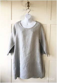 Grey Linen Tunic with Pockets