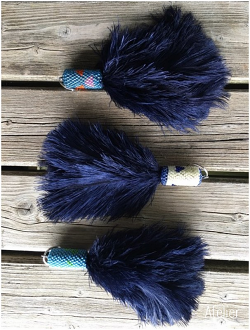 Navy Beaded Ostrich Feather Keyring