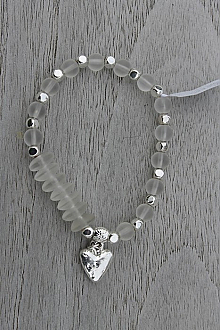 Clear Opaque Glass Bead Bracelet